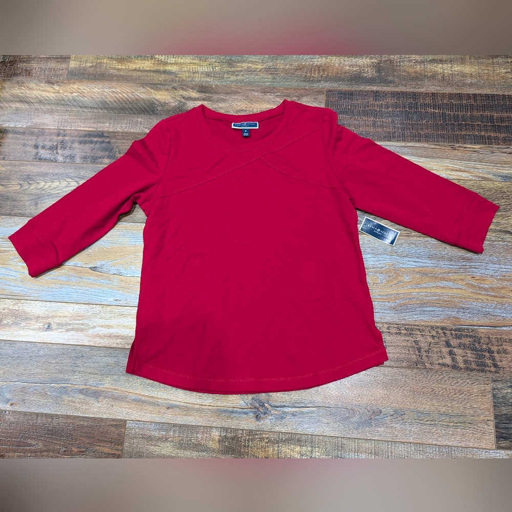 NWT Karen Scott Sport 3/4 Sleeve Shirt Red Size Medium